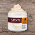 Crema capilar nutritiva Mi tienda Karsell con textura cremosa en envase blanco de 60g para reparación profunda